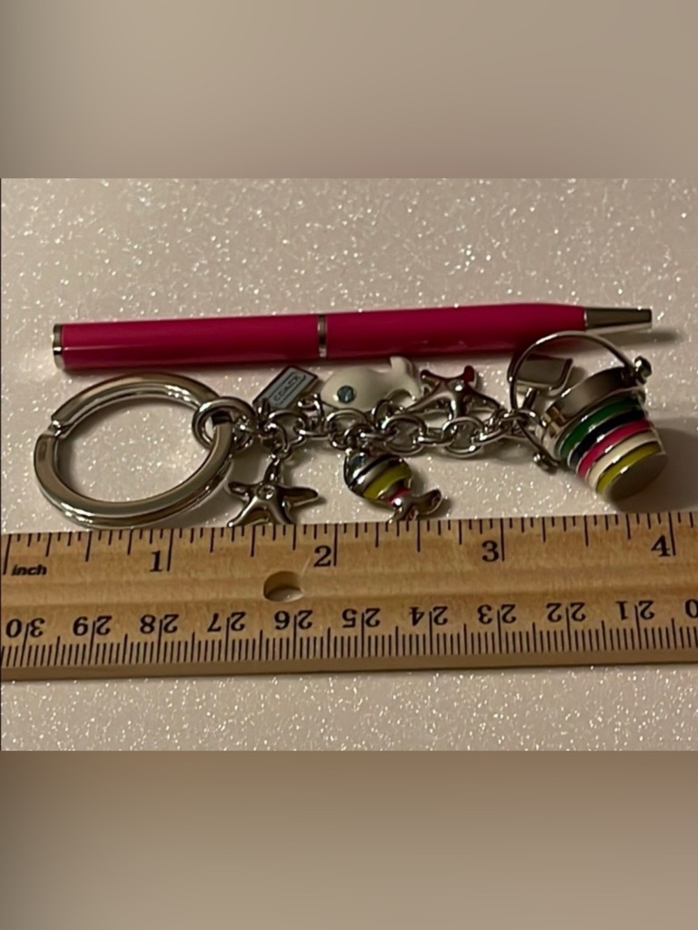 Coach Pink Charm Pen Keychain - Women's Accessory - Picture 6 of 6